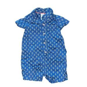 6M Baby Blue and White Patterned Onesie